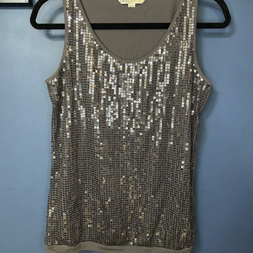 Cleo Shimmering Silver Sequin Tank Top